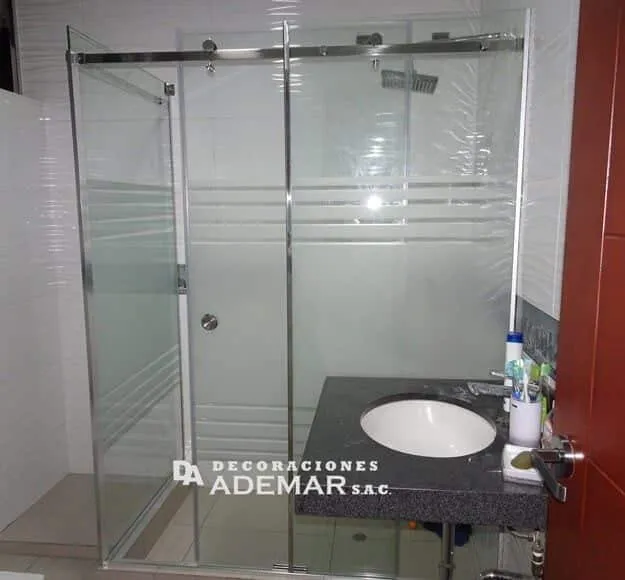 puertas de duchas euro con accesorios de acero con vidrio templado fija corrediza colgante