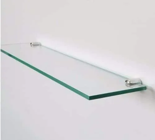 repisa de vidrio templado con accesorios de acero instalado en lima por ademar